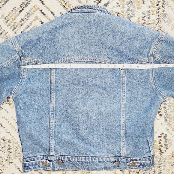 Schaefer LEGEND DENIM JACKET FLEECE LINING Blanket Jean Jacket Mens SZ Small - Picture 10 of 14